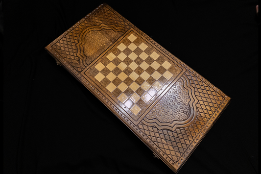 Golden Decebal's Talisman – Set (Backgammon + Checkers), 60×60 cm, beech wood