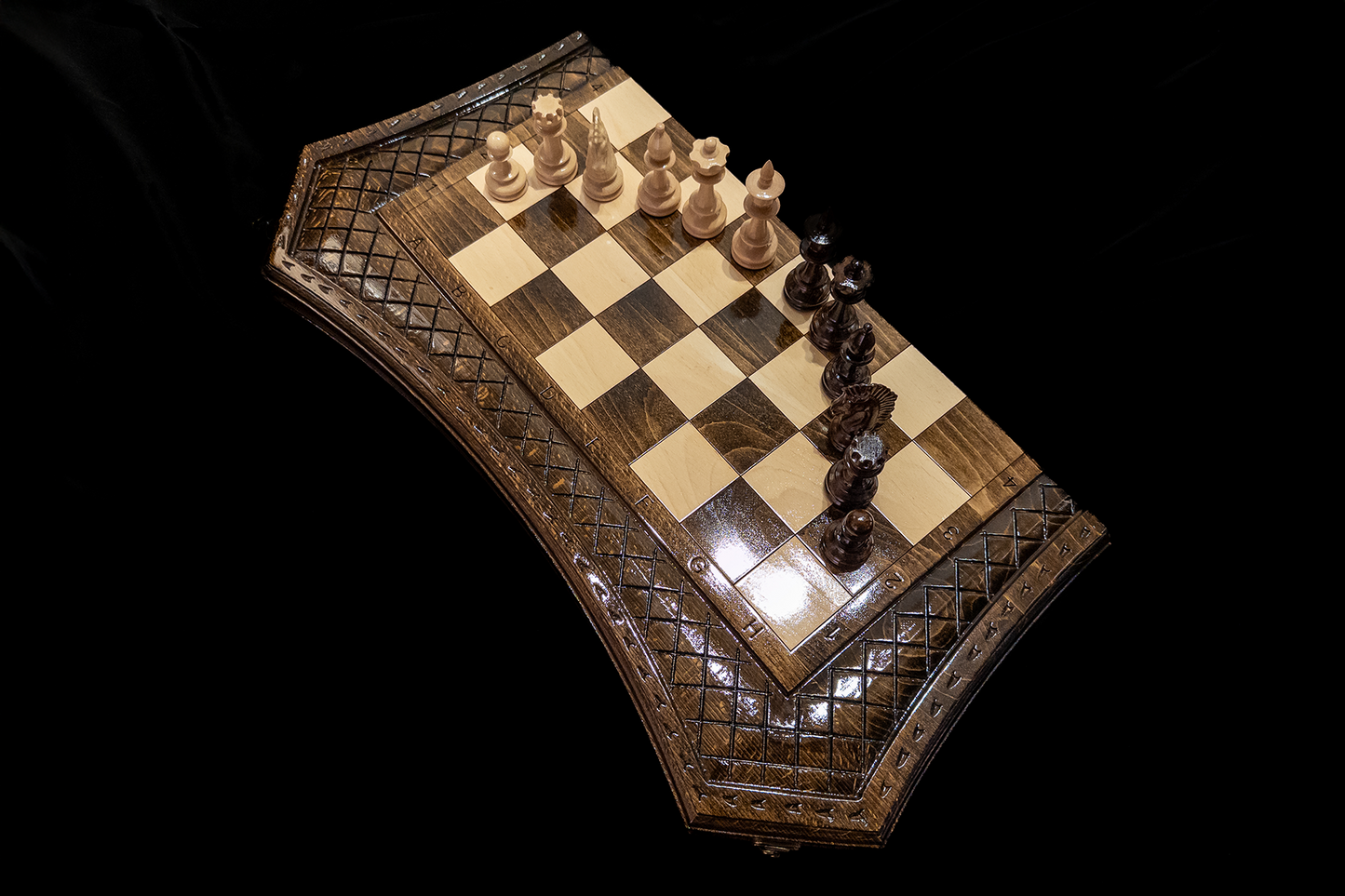 Table de dames, échecs et dames 3 en 1 Romburile Regale. 60x60 cm
