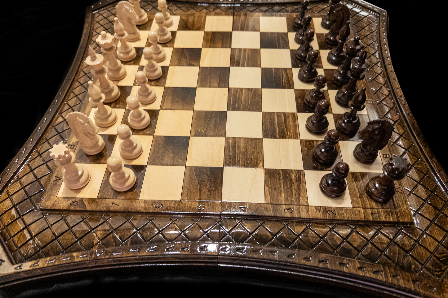 Table de dames, échecs et dames 3 en 1 Romburile Regale. 60x60 cm