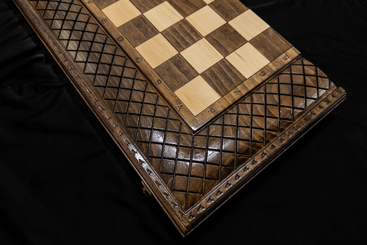 Geometric Elegance Backgammon, Checkers and Chess 3 in 1. 60x60 cm