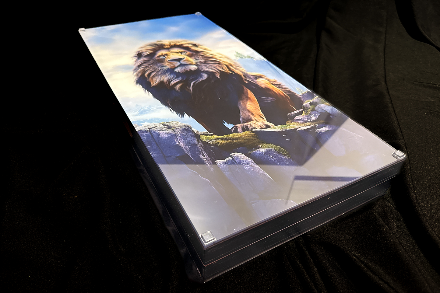 Exclusiv : Set de table en verre trempé "Le roi des animaux" 50x50 cm