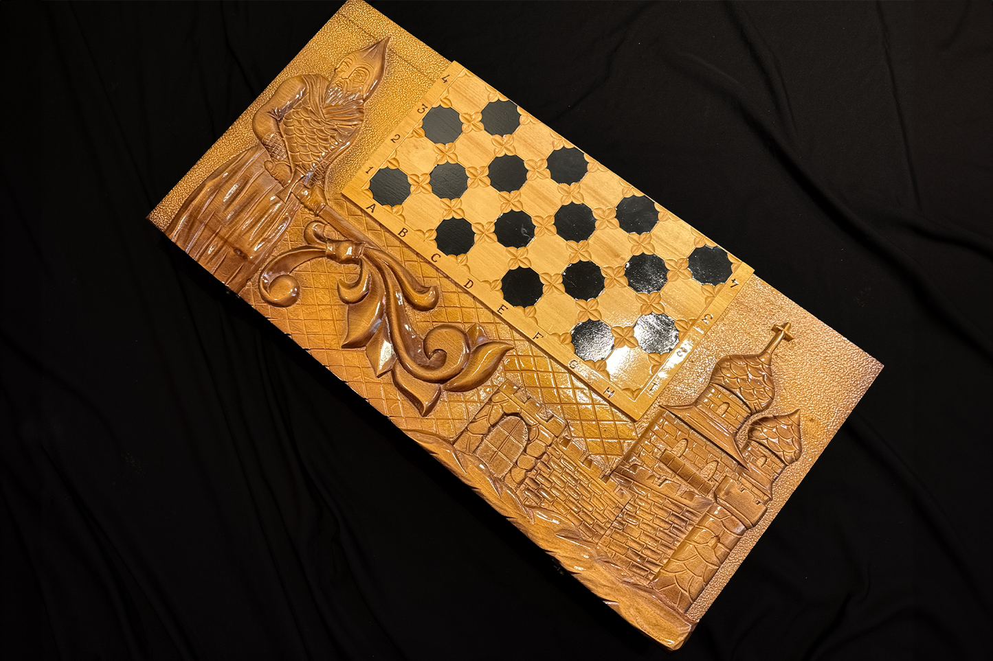 Exclusif : Set de backgammon, d'échecs et de dames 3 en 1 "Epoca Imperilior" 70x70 cm